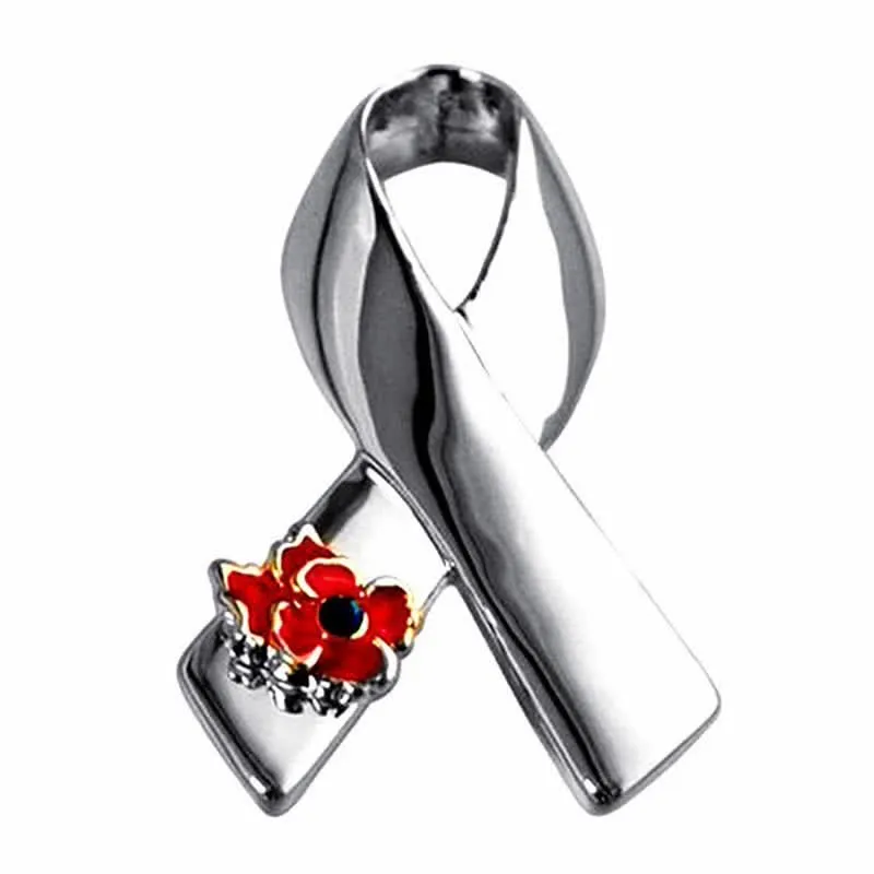 Unisex Disease Awareness Ribbon Poppy Brooch