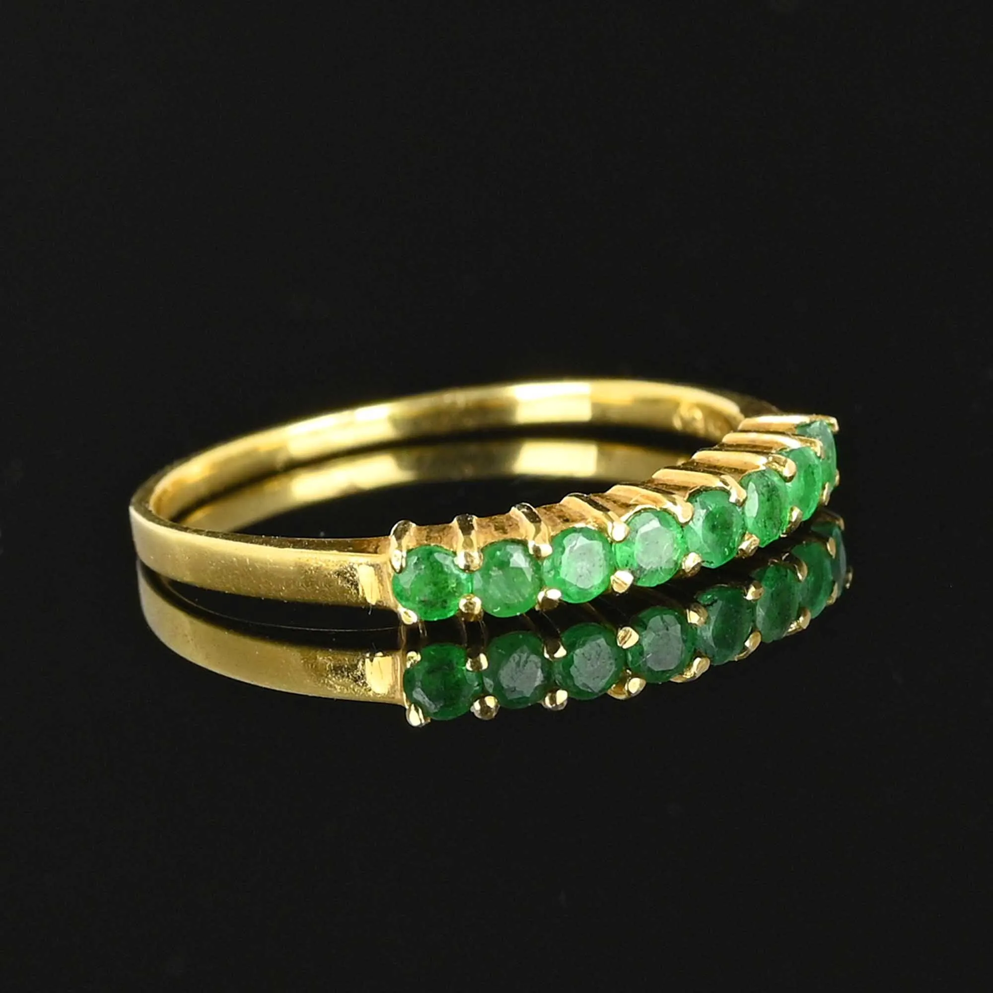 Vintage 14K Gold Emerald Half Eternity Band Ring