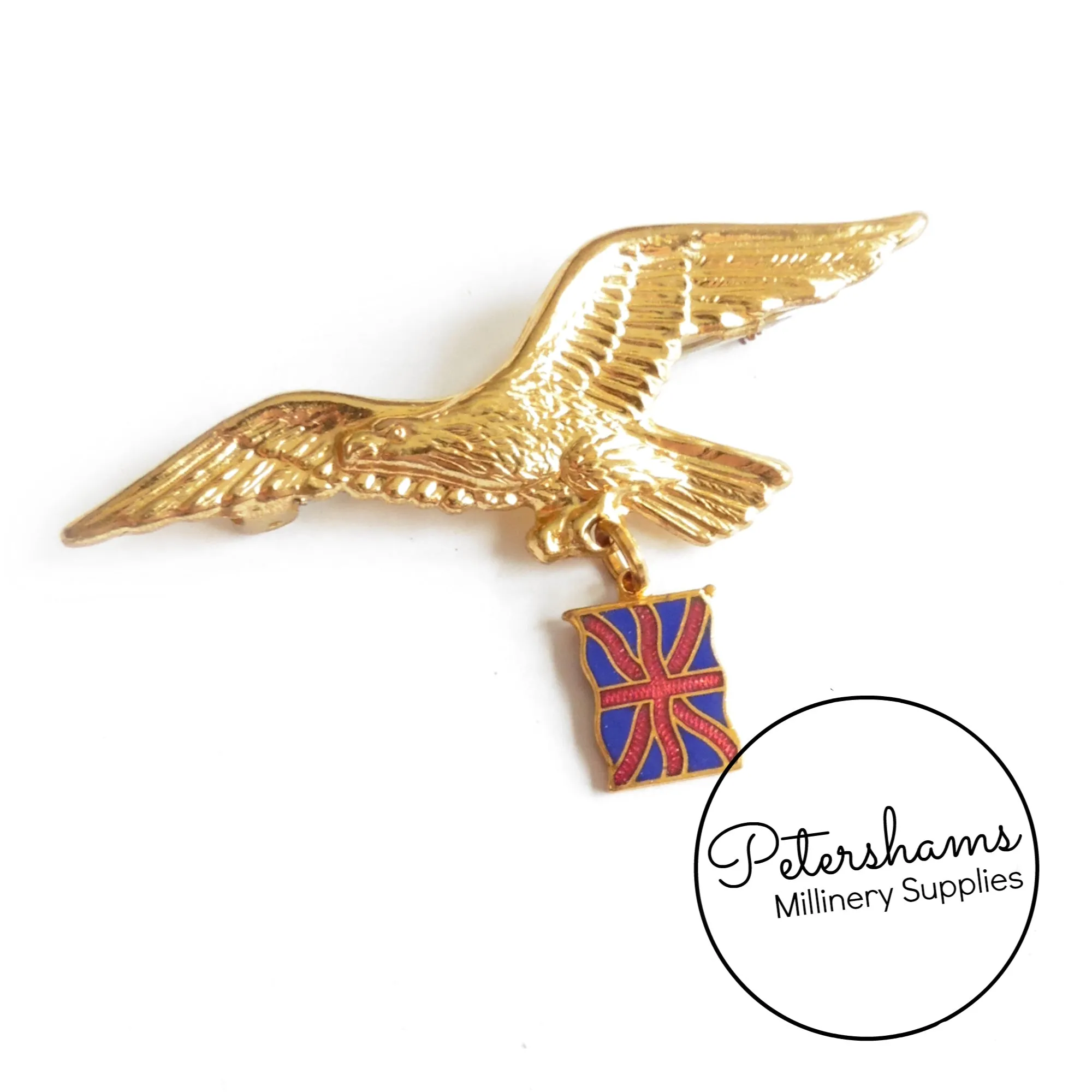 Vintage 1940s Union Flag Eagle Brooch Pin