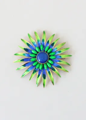 Vintage 1960s Vendome Enamel Flower Brooch