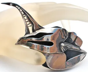 Vintage Abstract Swan Brooch Pin Sterling Silver