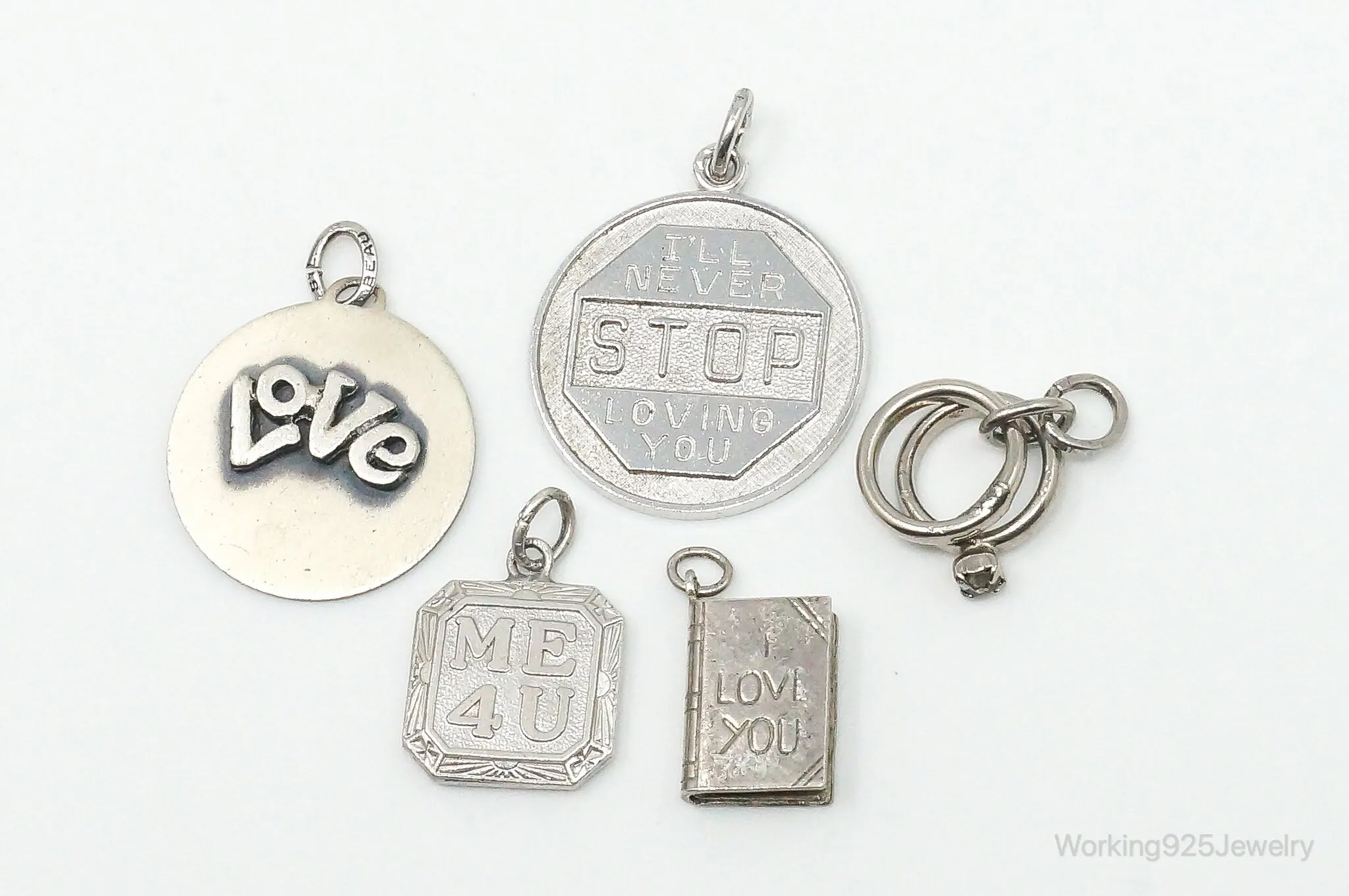 Vintage Antique Love Lover Sterling Silver Charms Lot