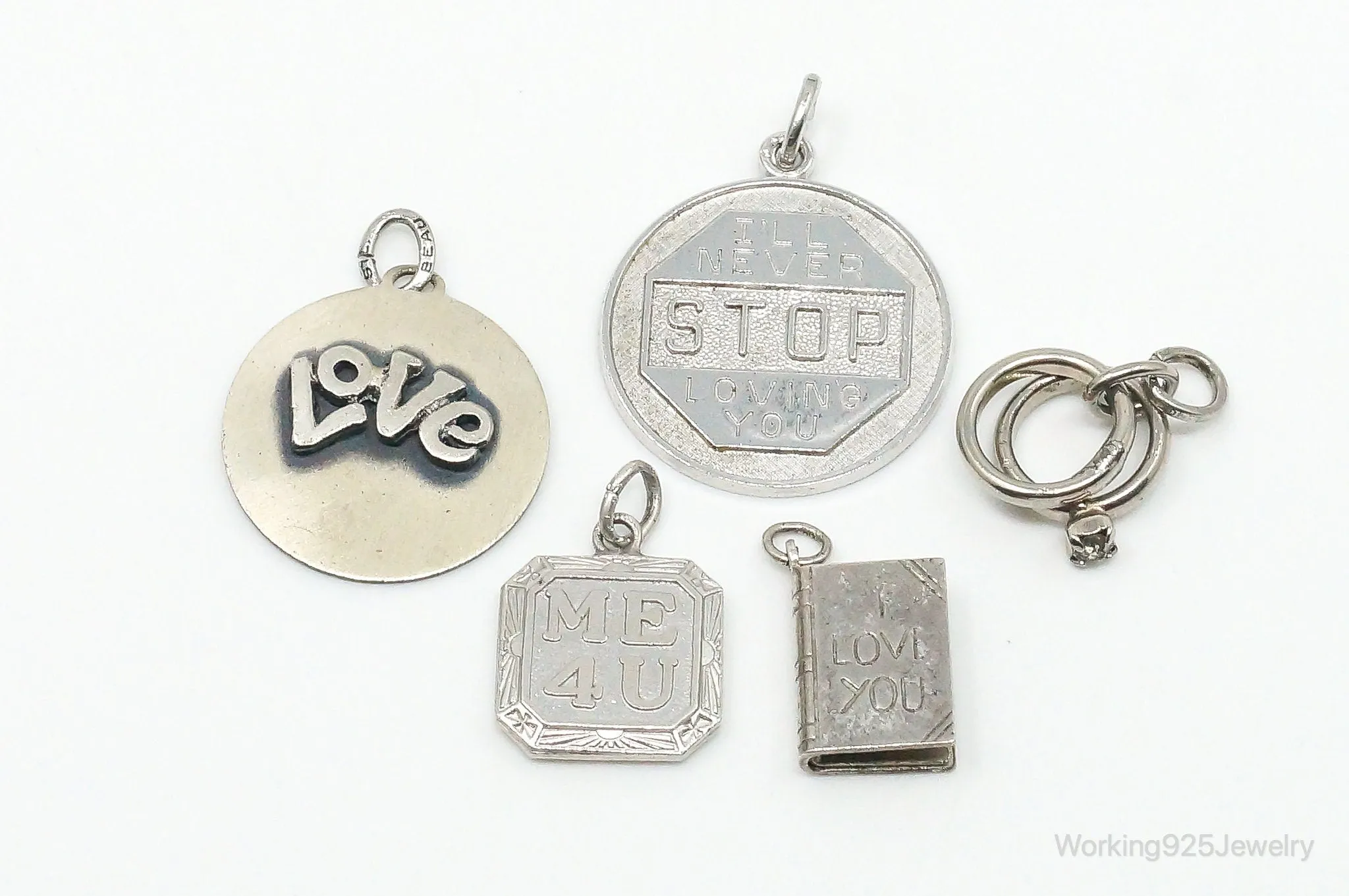 Vintage Antique Love Lover Sterling Silver Charms Lot