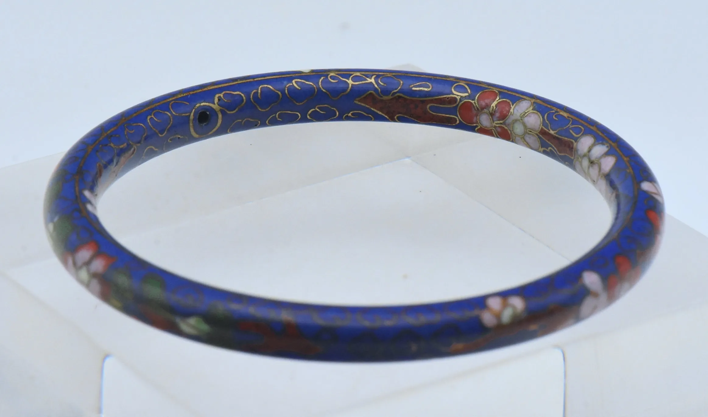 Vintage Blue Cloisonne Bangle Bracelet