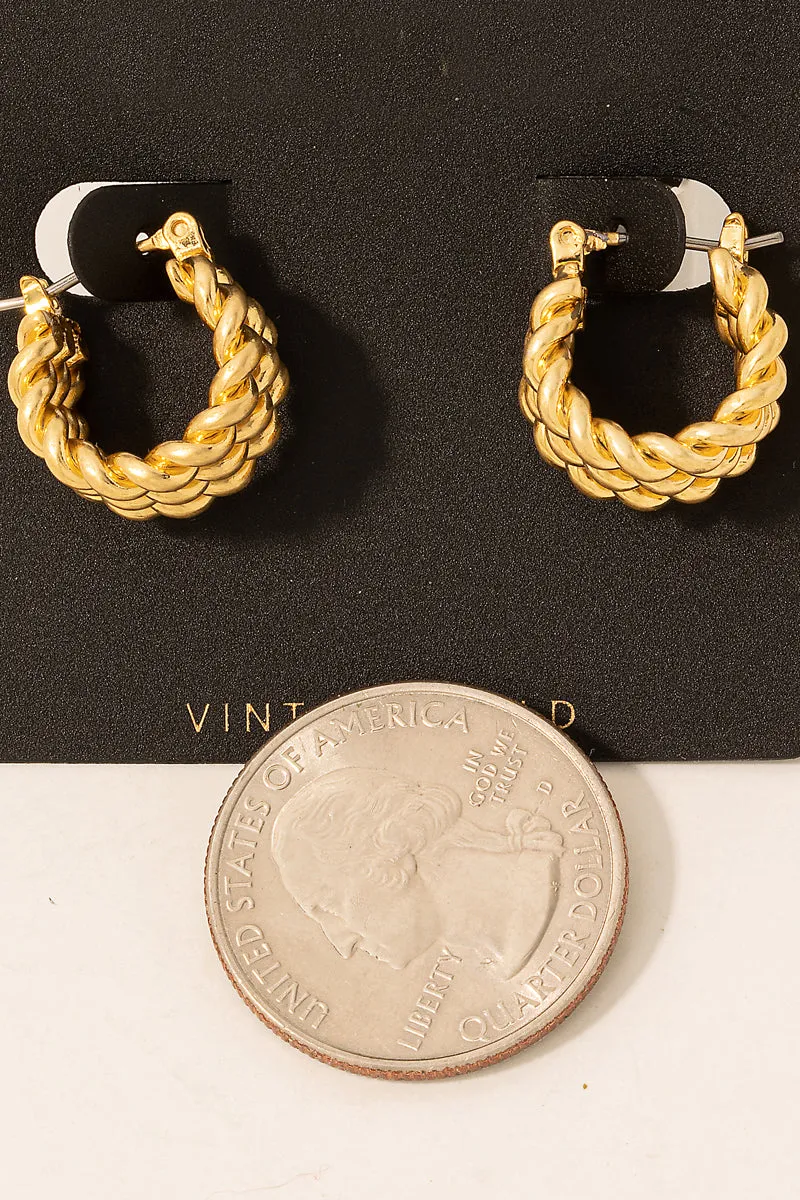 Vintage Gold Rope Chain Hoop Earrings