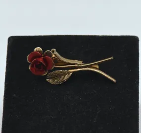 Vintage Gold Tone Metal Rose Brooch