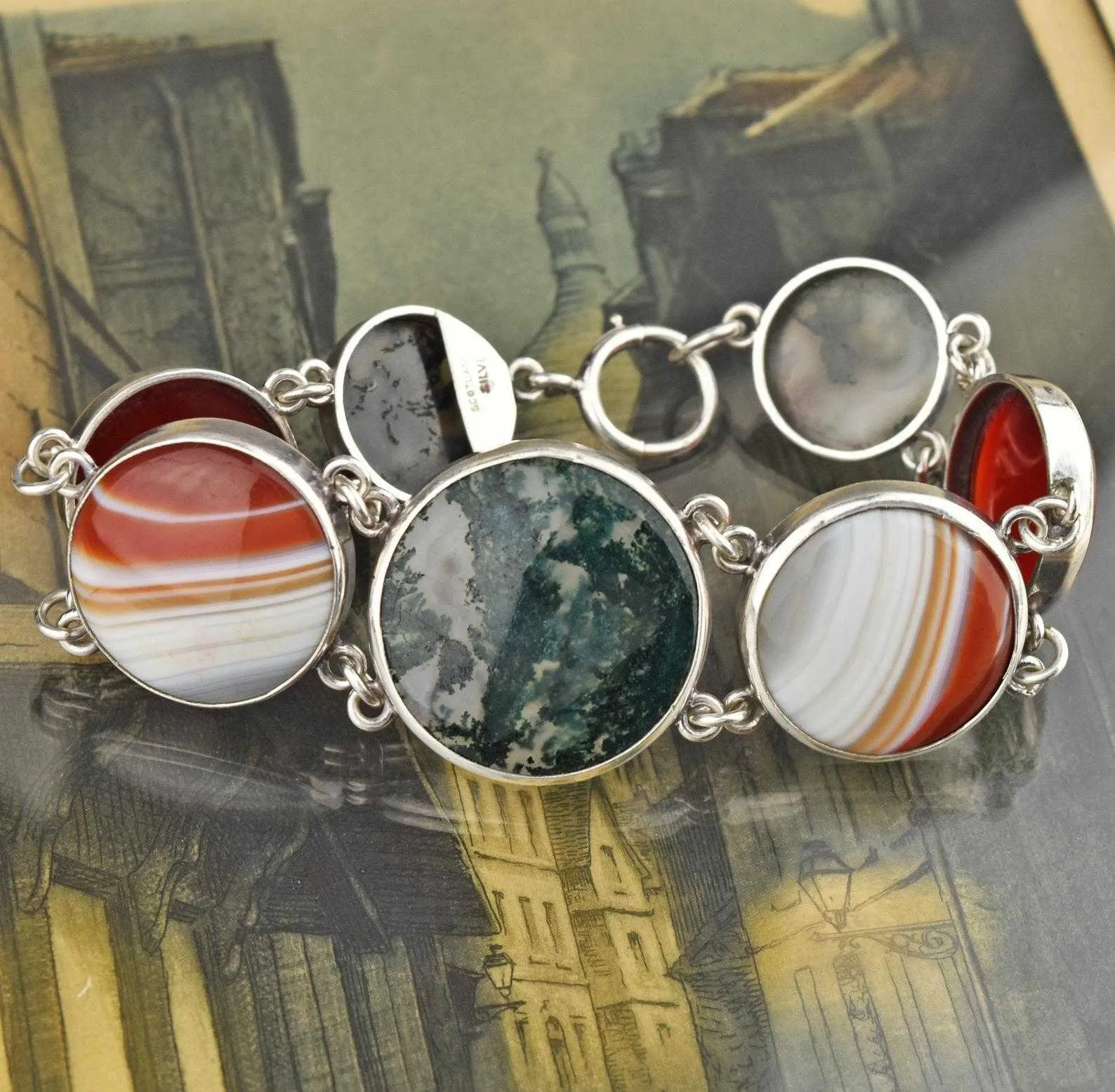 Vintage Scottish Banded Agate Bracelet