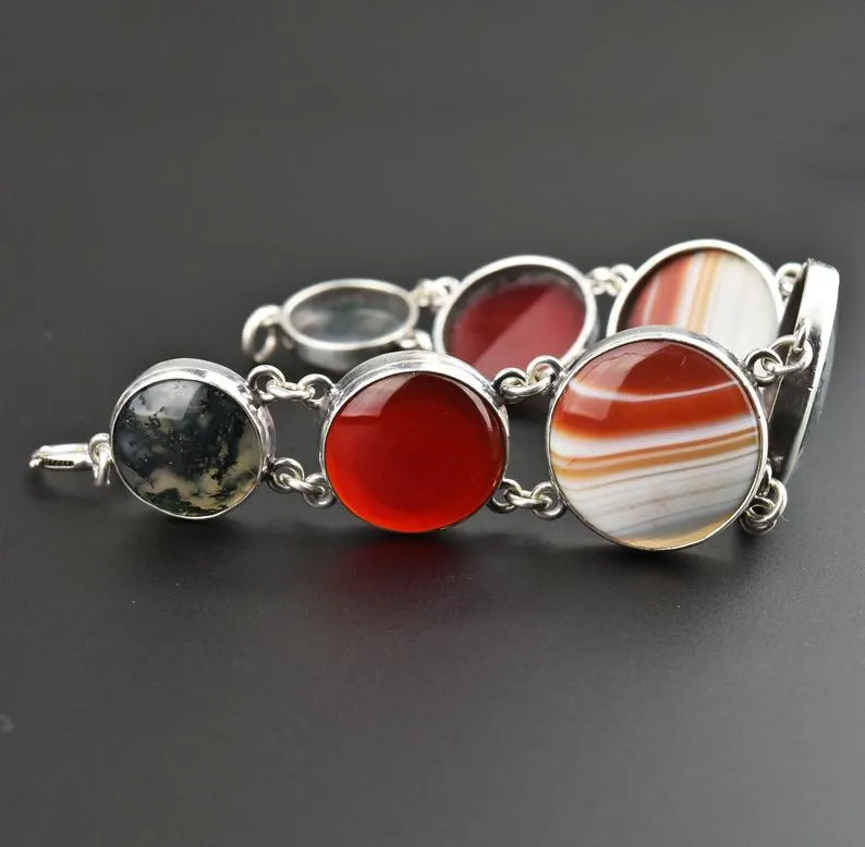 Vintage Scottish Banded Agate Bracelet