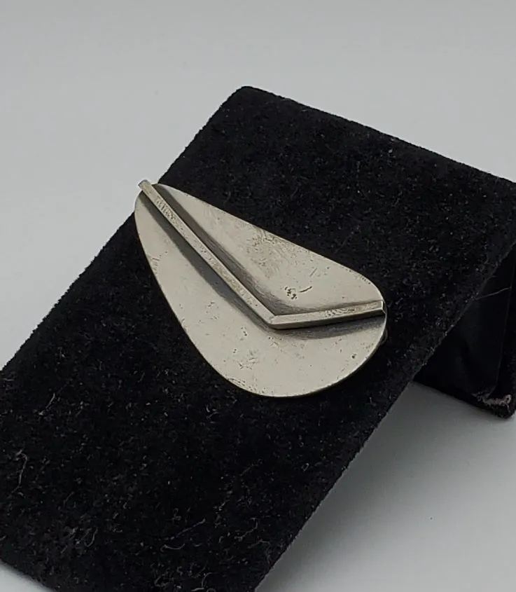 Vintage Sterling Silver Modern Asymmetrical Design Brooch