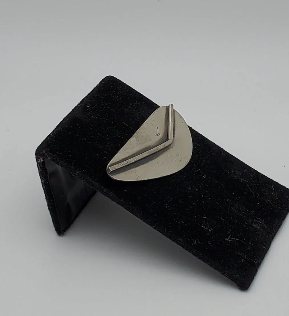 Vintage Sterling Silver Modern Asymmetrical Design Brooch