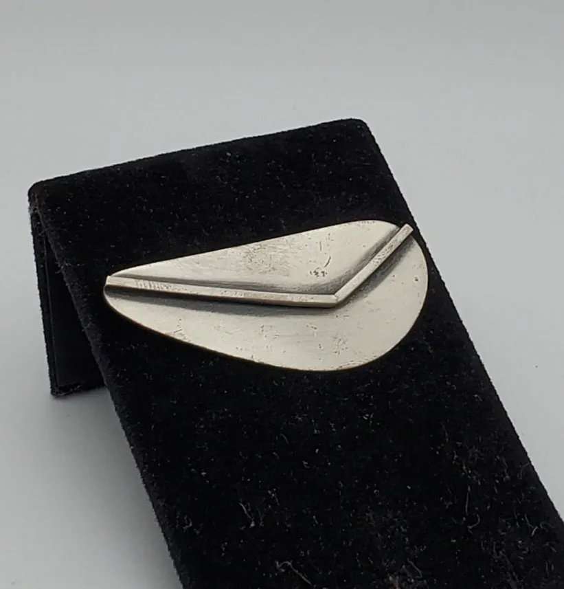 Vintage Sterling Silver Modern Asymmetrical Design Brooch