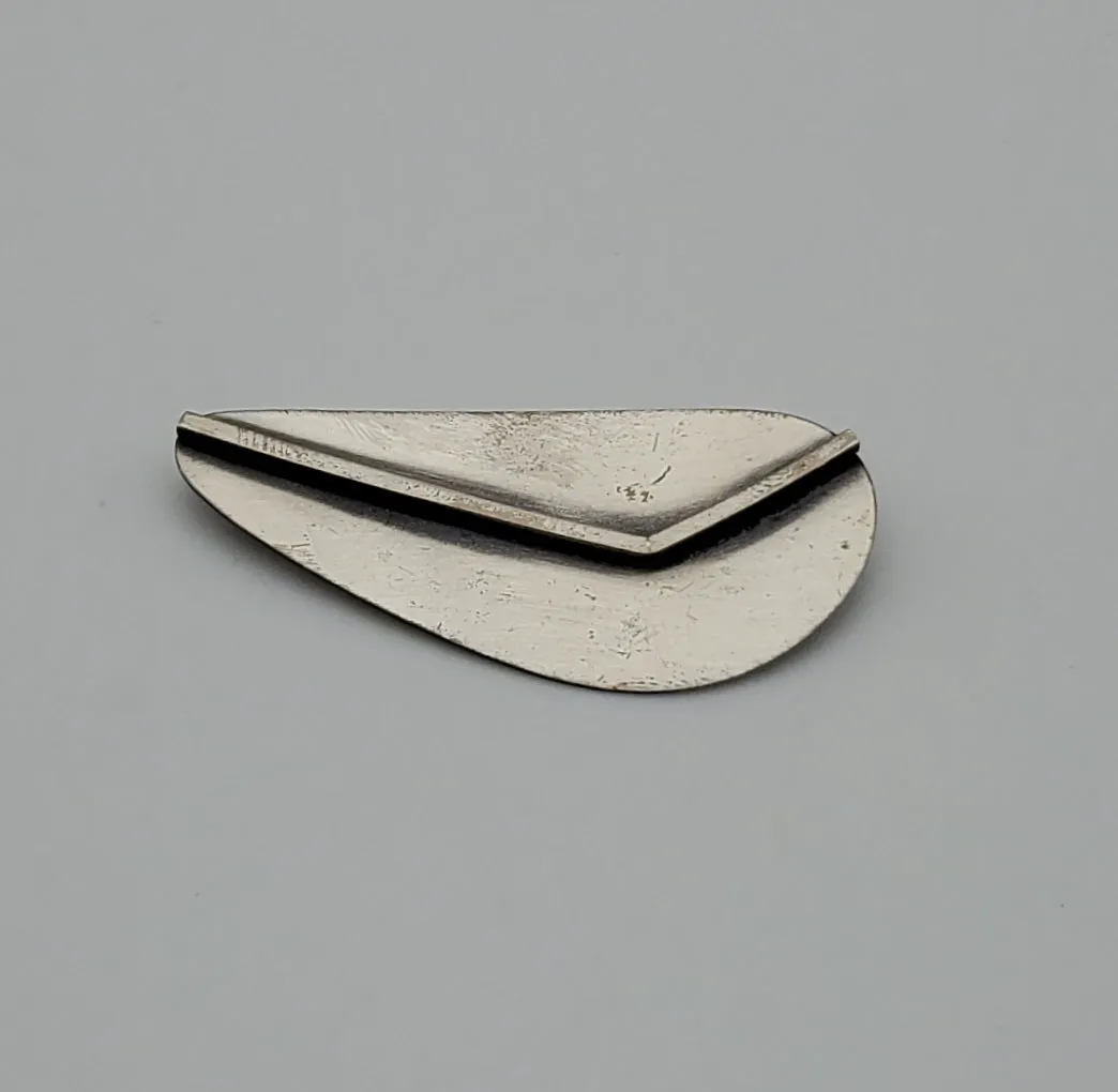 Vintage Sterling Silver Modern Asymmetrical Design Brooch