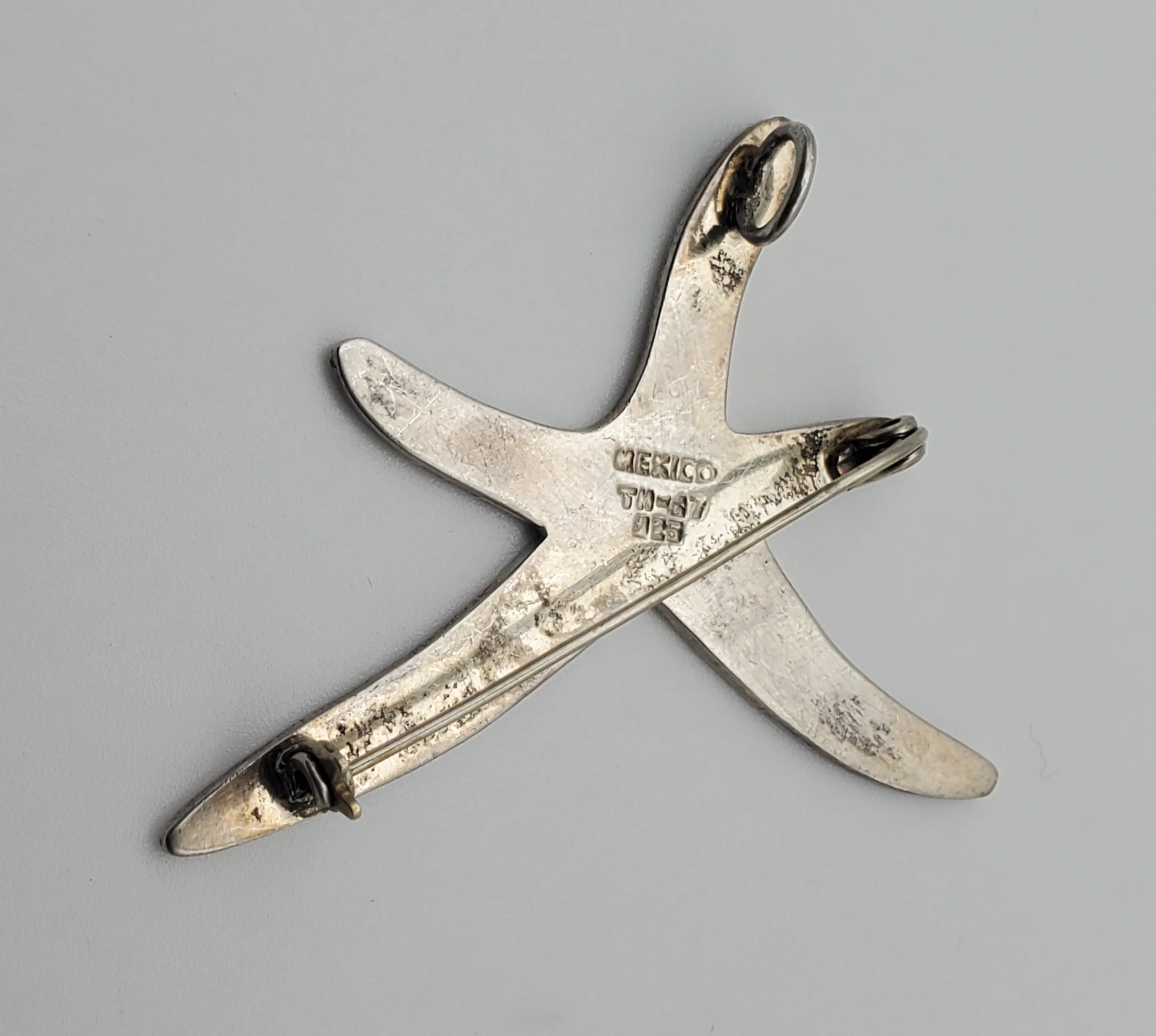 Vintage Sterling Silver Modern Design Starfish Pendant Brooch