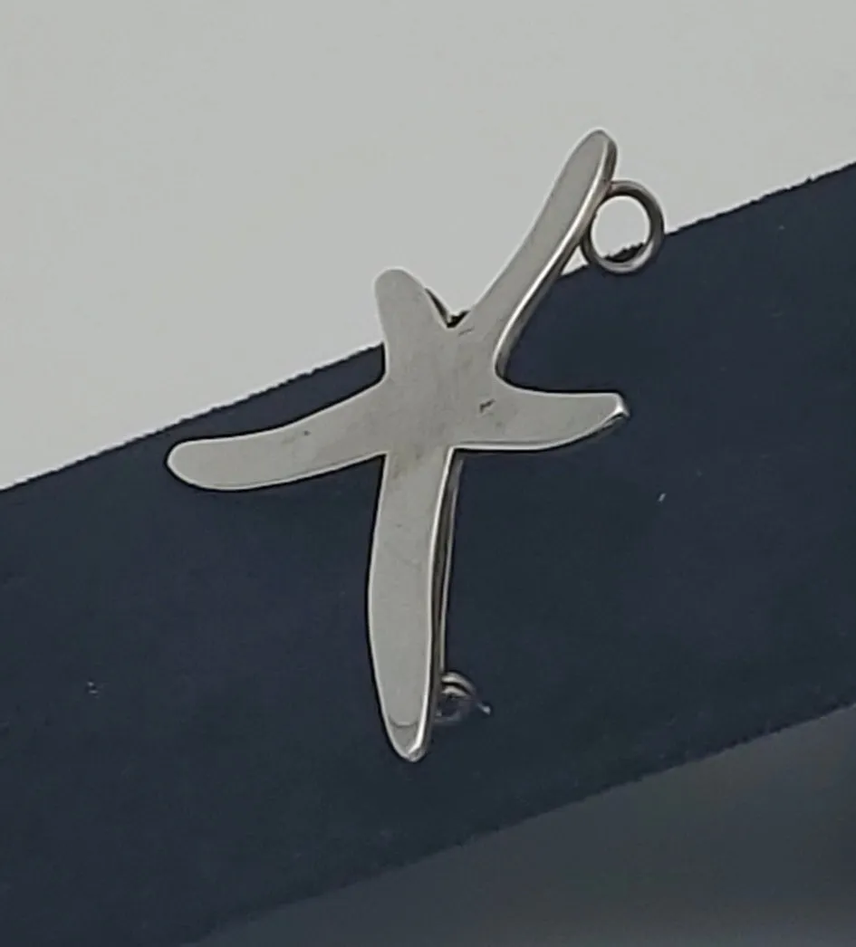 Vintage Sterling Silver Modern Design Starfish Pendant Brooch