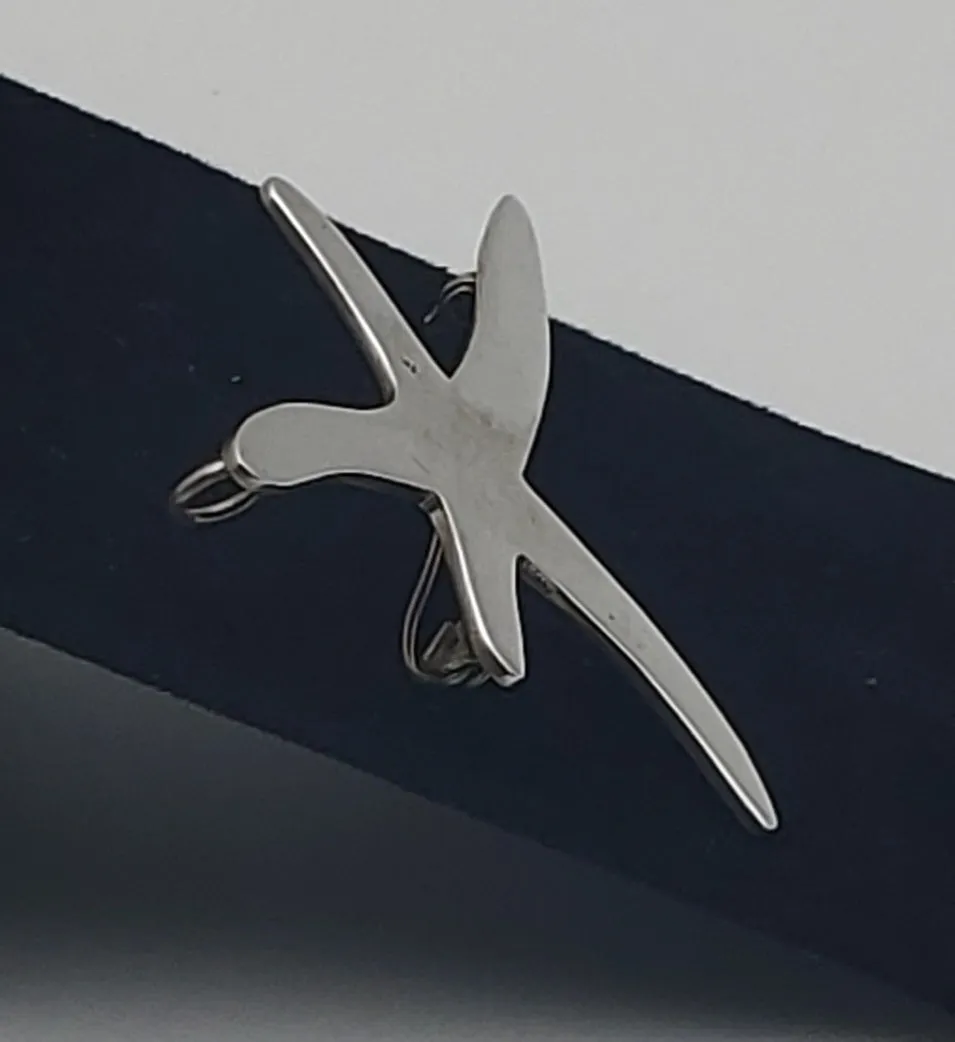 Vintage Sterling Silver Modern Design Starfish Pendant Brooch