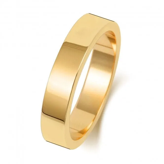 Wedding Band 9K Flat Flat 4 mm -1.75 Wedding  Ring W174H