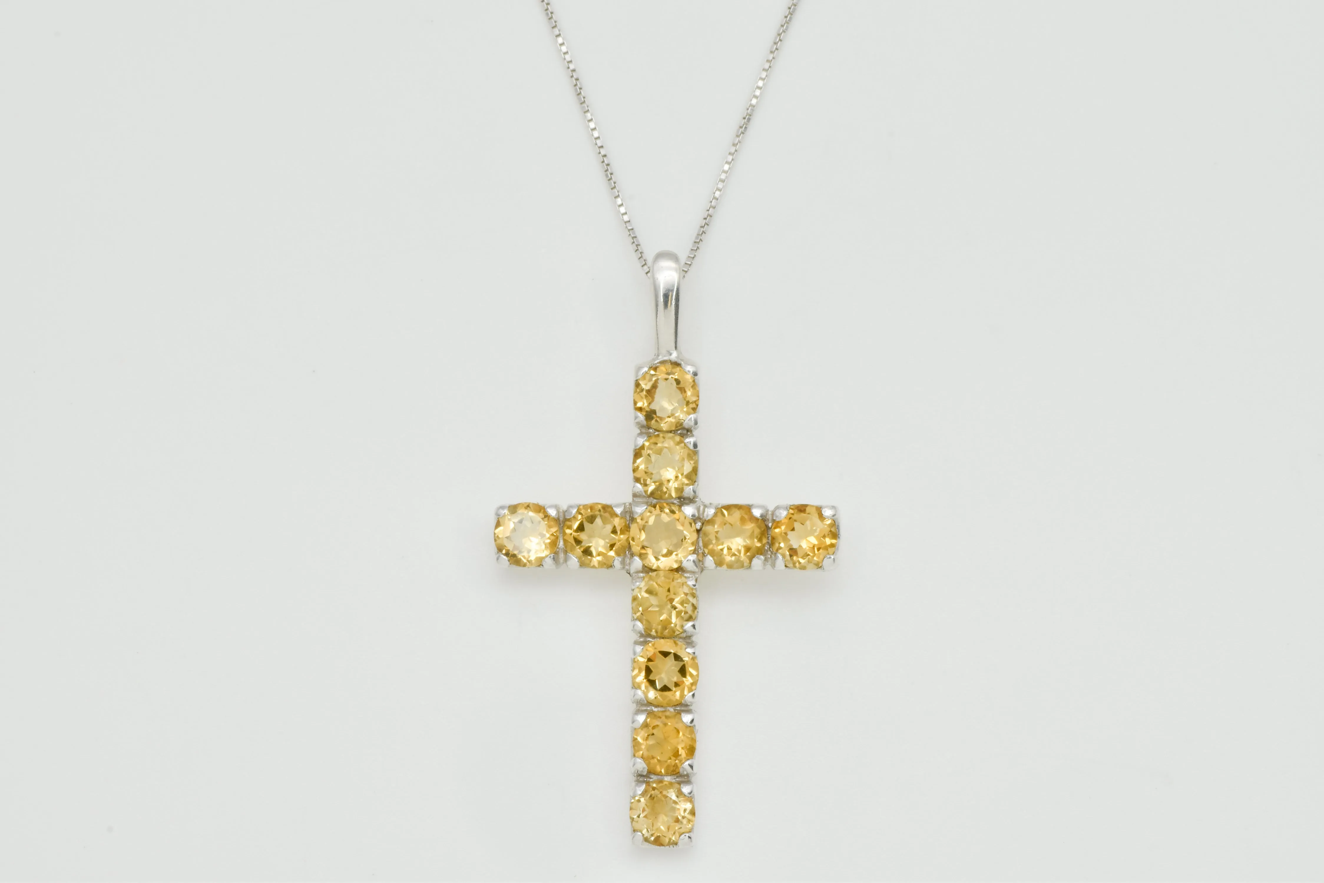 Yellow Cross Necklace- Citrine Cross Necklace - Natural Citrine Pendant