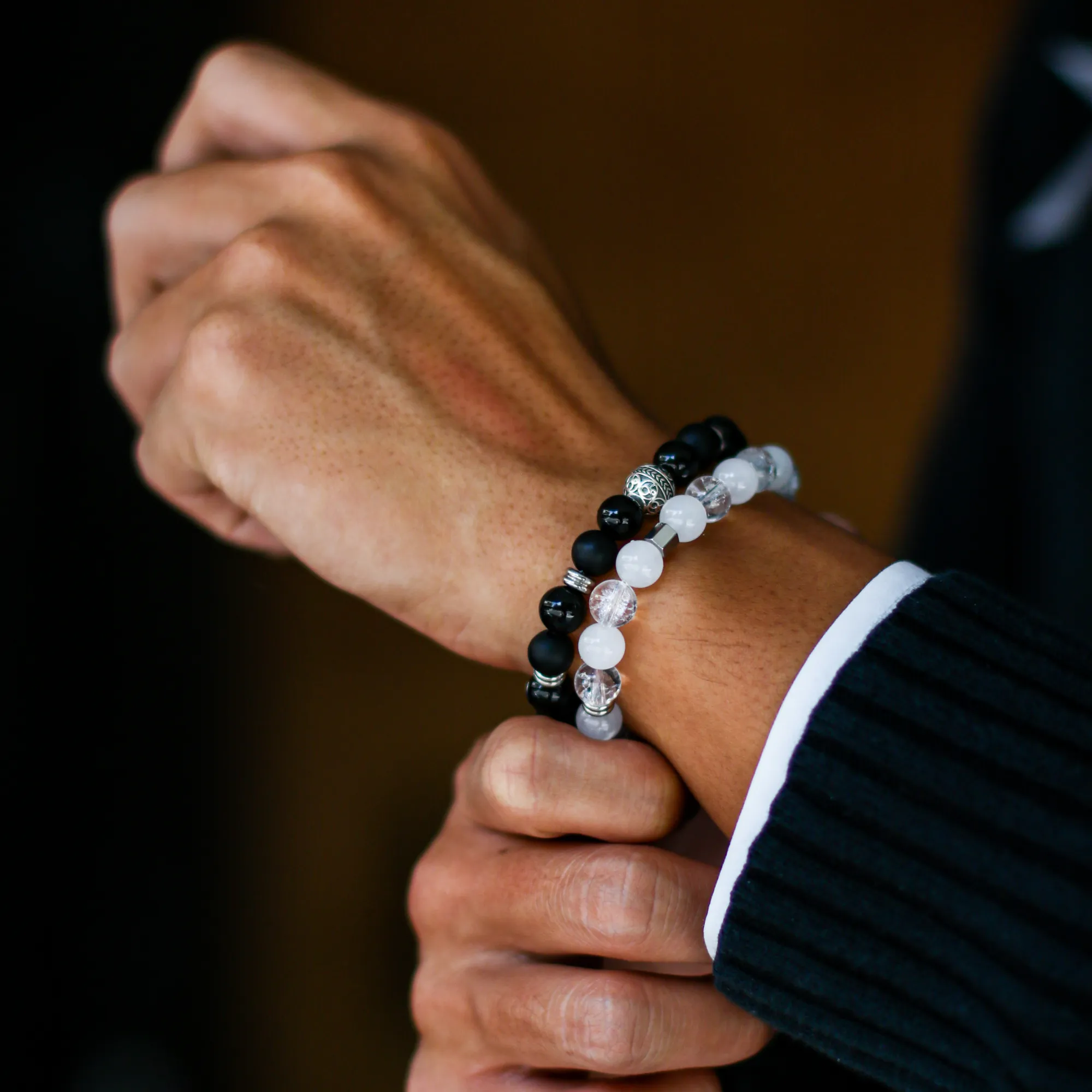 Yin and Yang | Men Stack Beaded Bracelets | Men Beaded Bracelet