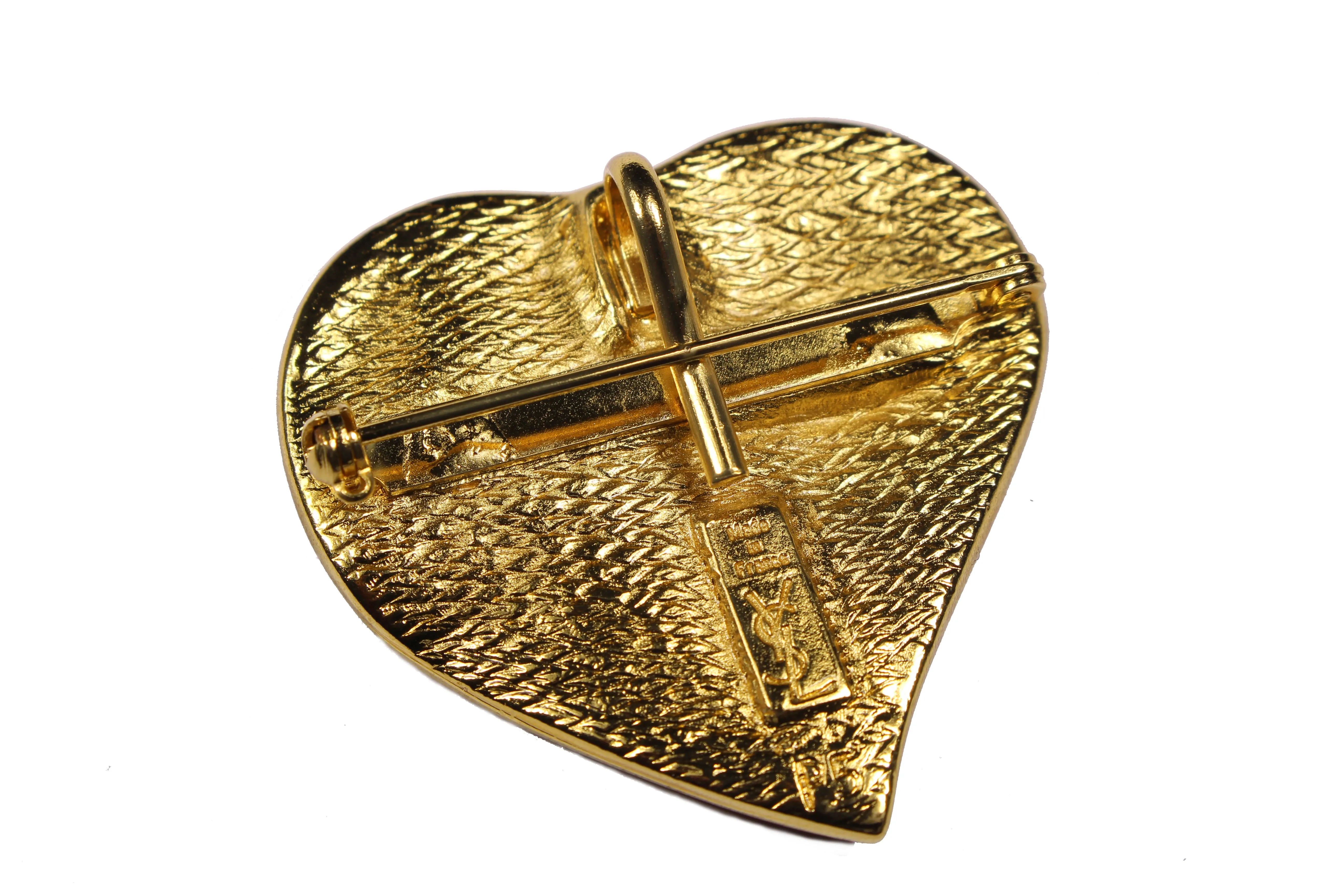 YVES SAINT LAURENT red heart brooch pendant