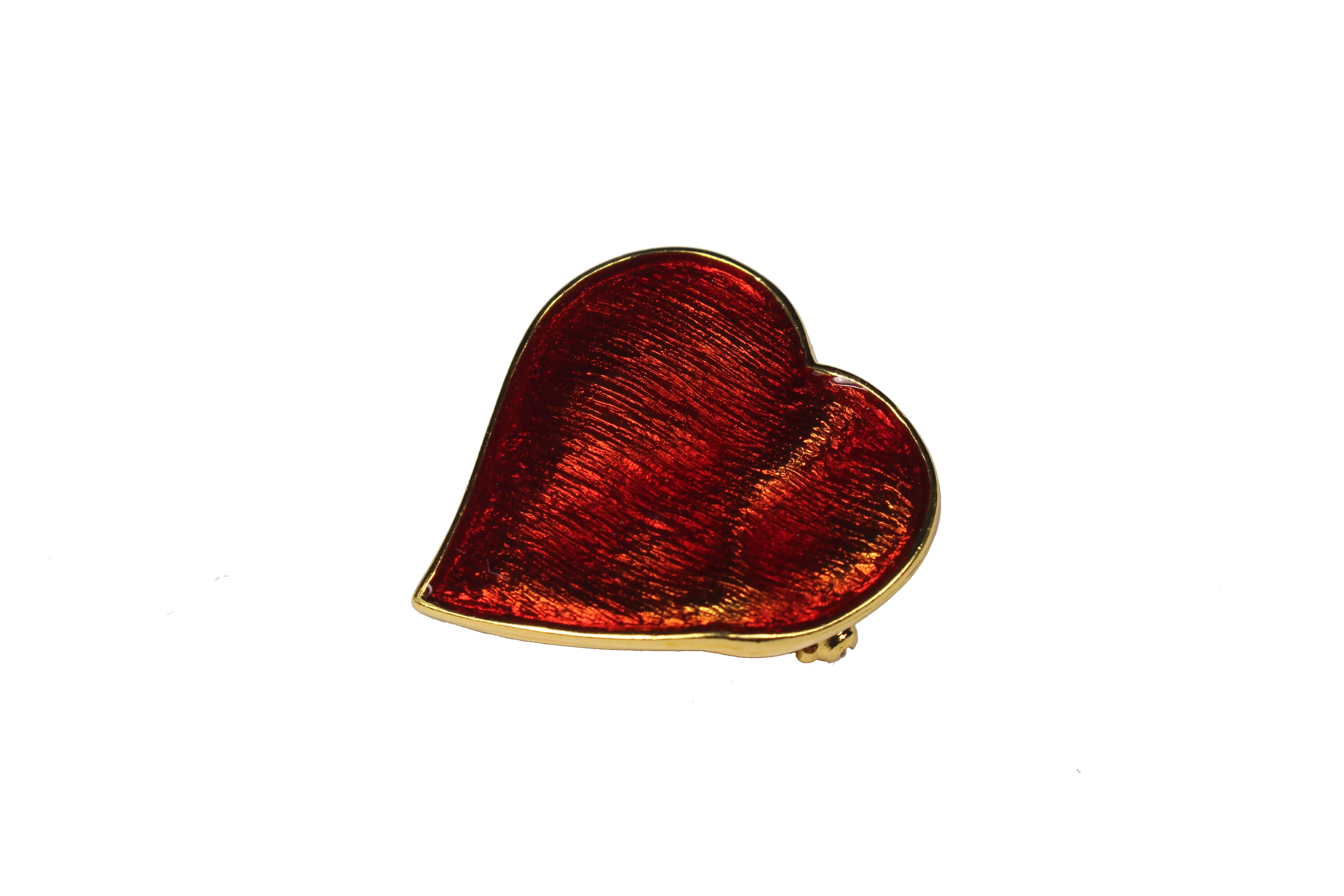 YVES SAINT LAURENT red heart brooch pendant