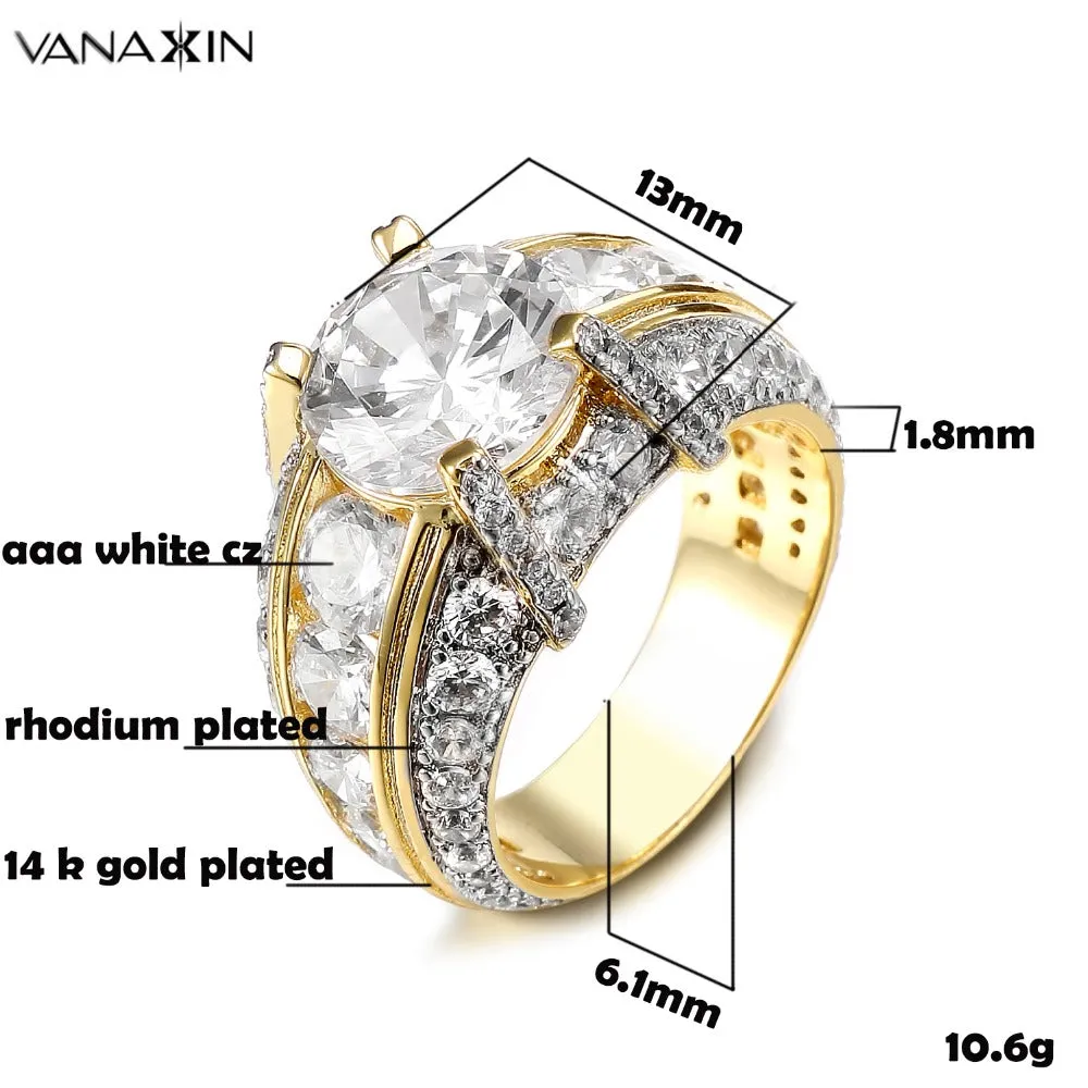 Zircon Wedding/Engagement Ring For Men and Women Gold/Silver Color